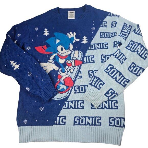 Sonic The Hedgehog Ugly Christmas Sweater, Kids Large Sega Cotton/Acrylic - Picture 2 of 7
